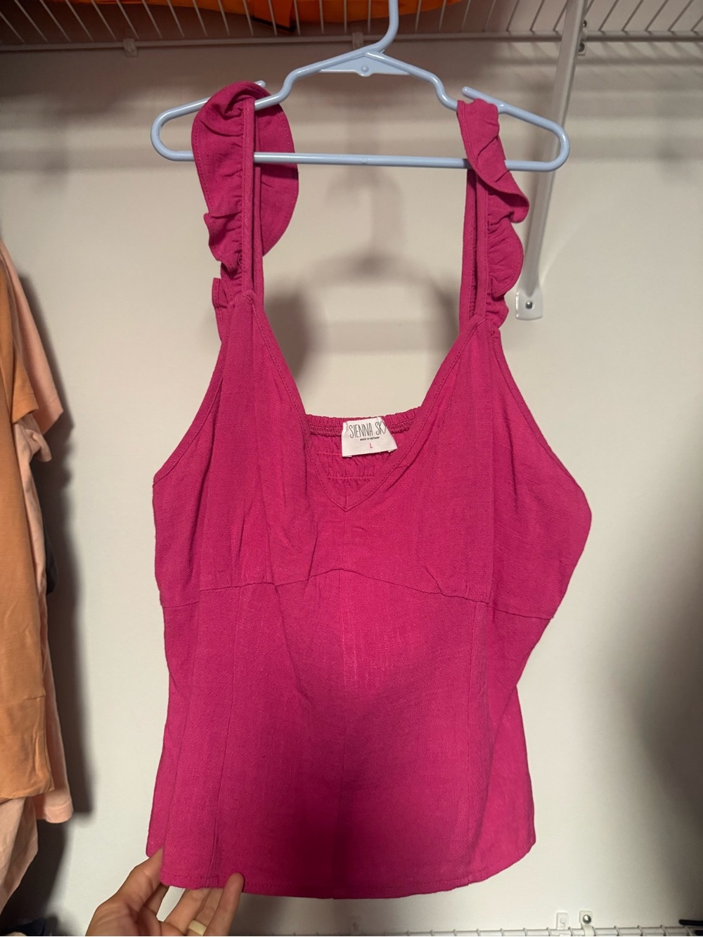 Sienna Sky Fuchsia Ruffle Strap Tank Top